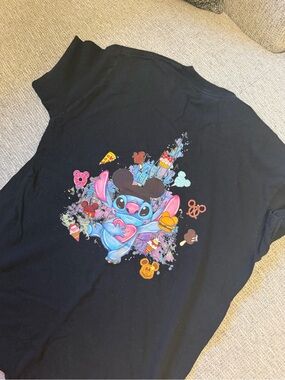Gildan Black Graphic Tee with Disneys Stitch
